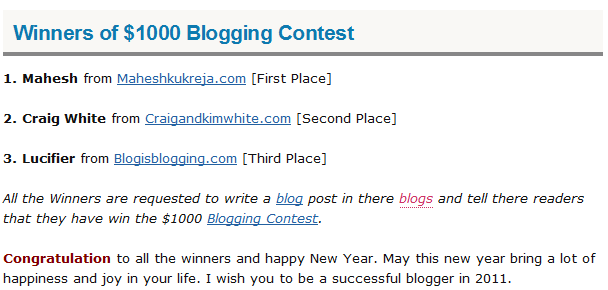 WPPluginsBlog Contest Winners